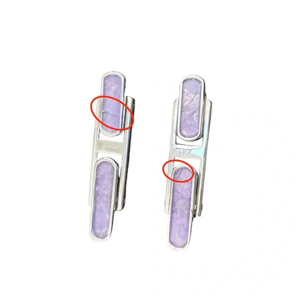 ERMENEGILDO ZEGNA STERLING SILVER & PURPLE CUFFLINKS